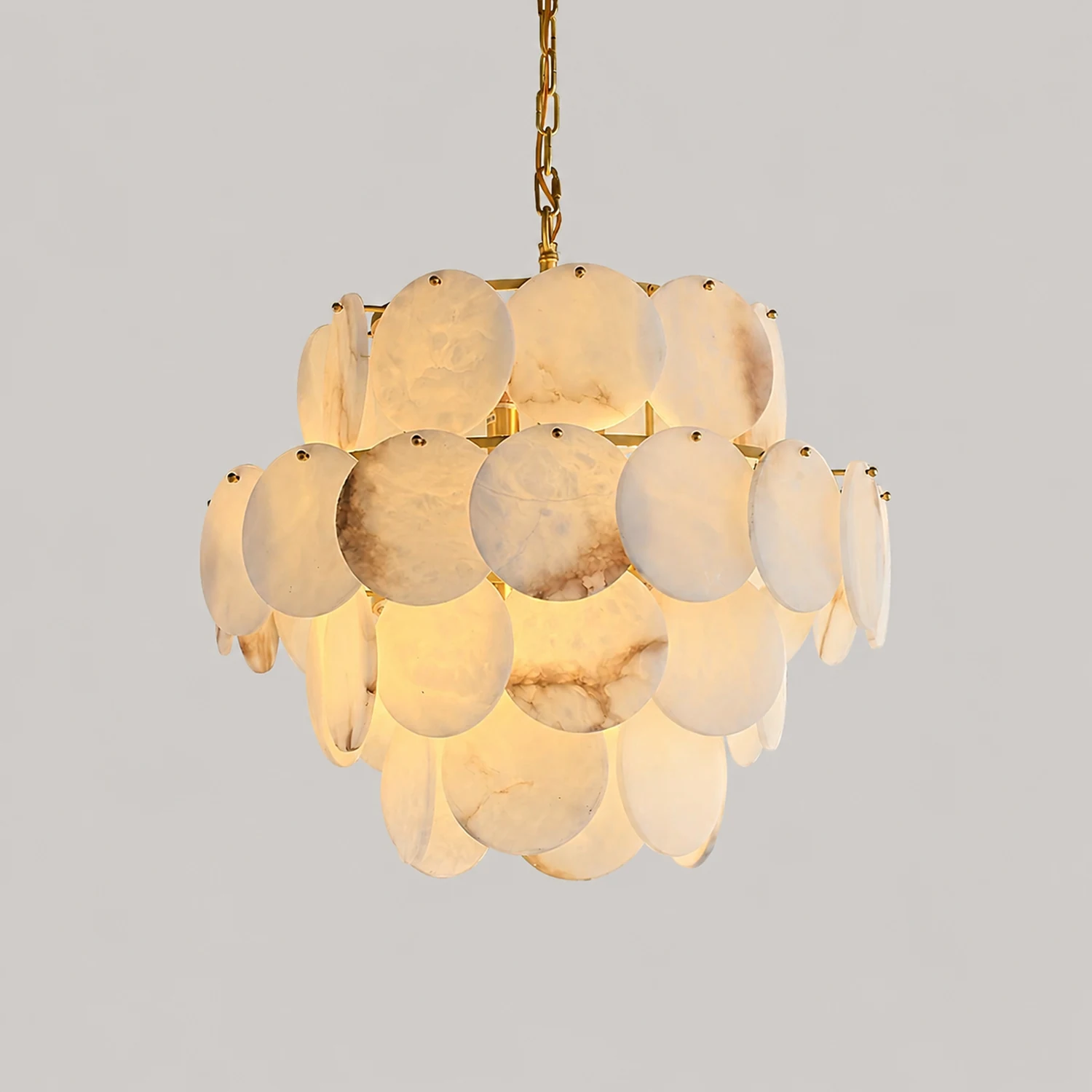 Alabaster Shell Brass Chandelier - Lumpaz