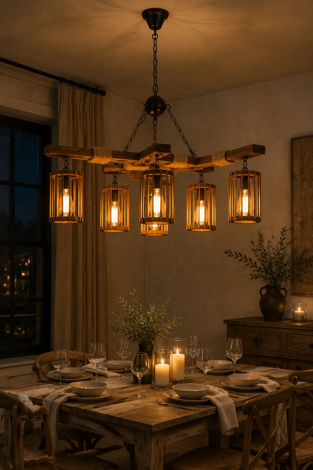 Retro Solid Wood Chandelier - Lumpaz
