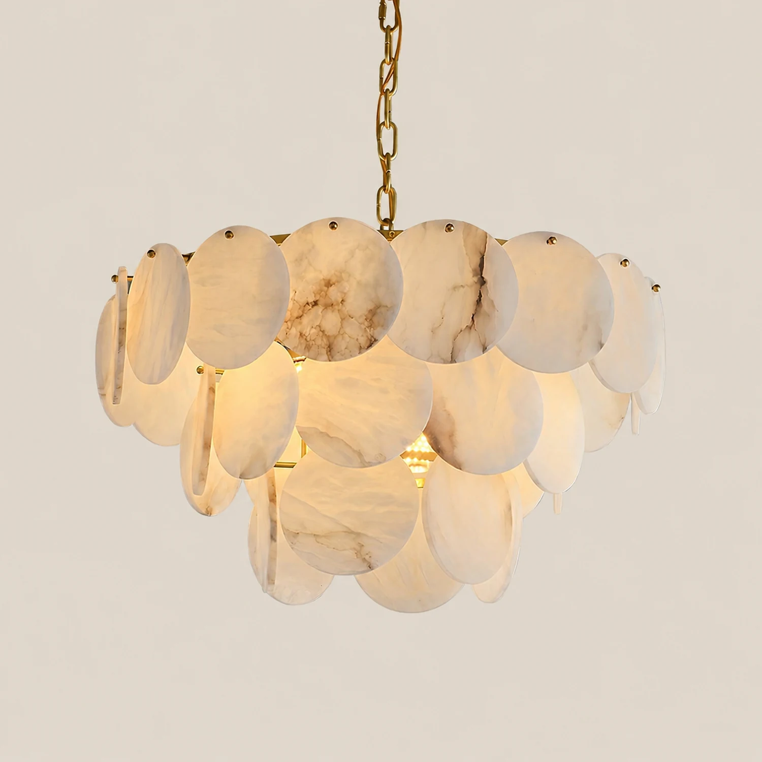 Alabaster Shell Brass Chandelier - Lumpaz