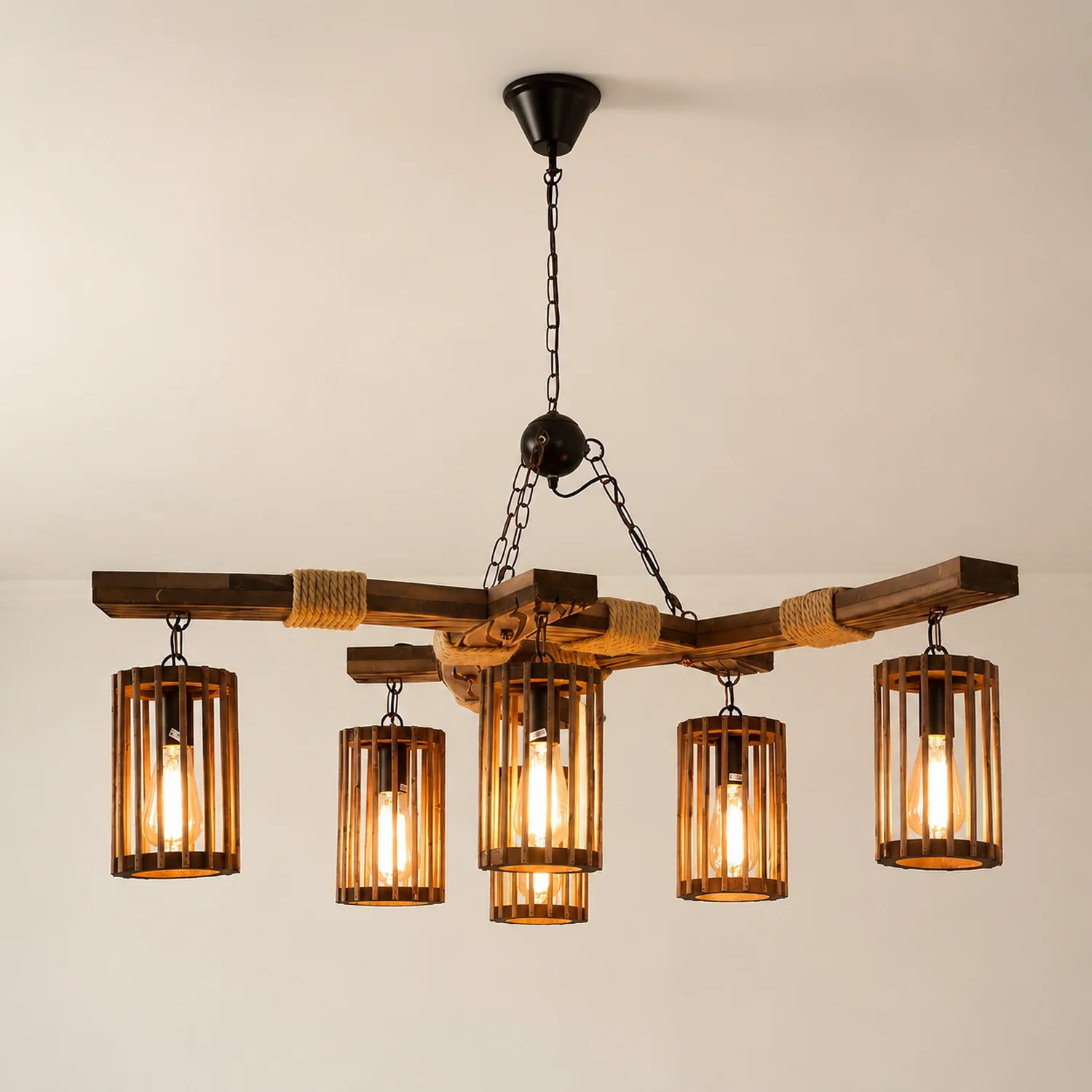Retro Solid Wood Chandelier - Lumpaz