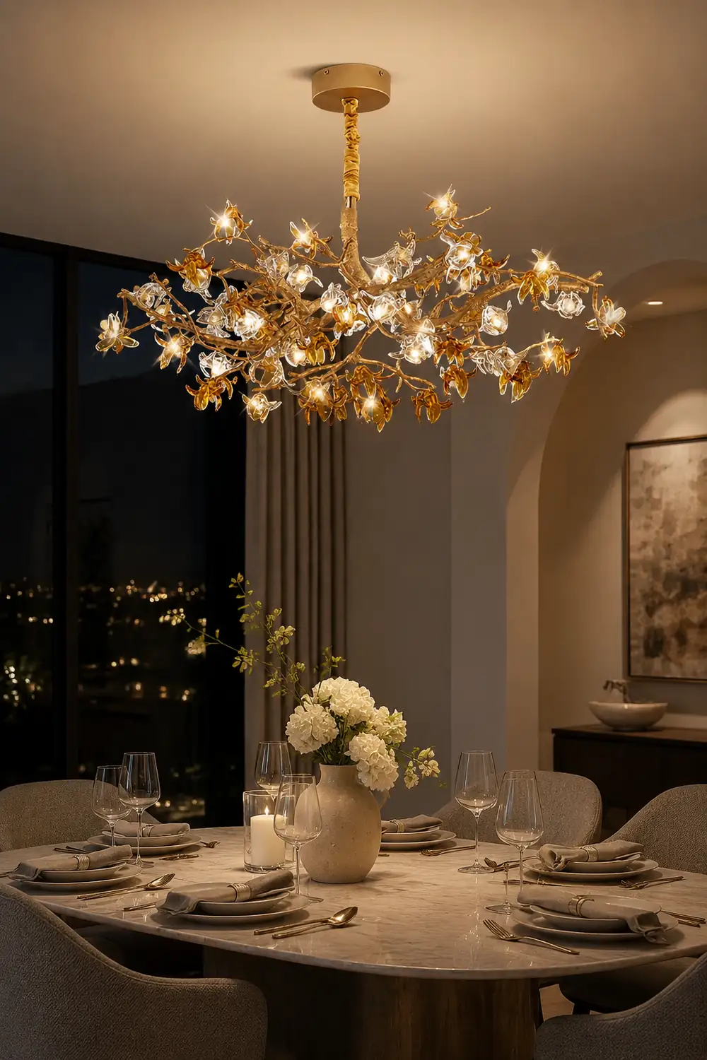 Aosta Brass Branch Chandelier - Lumpaz