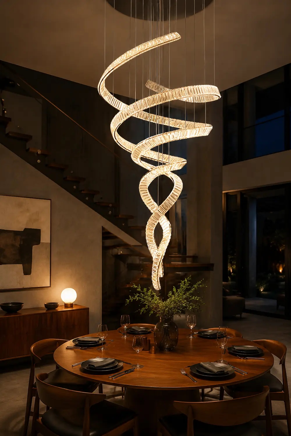 Long Spiral Crystal Chandelier - Lumpaz