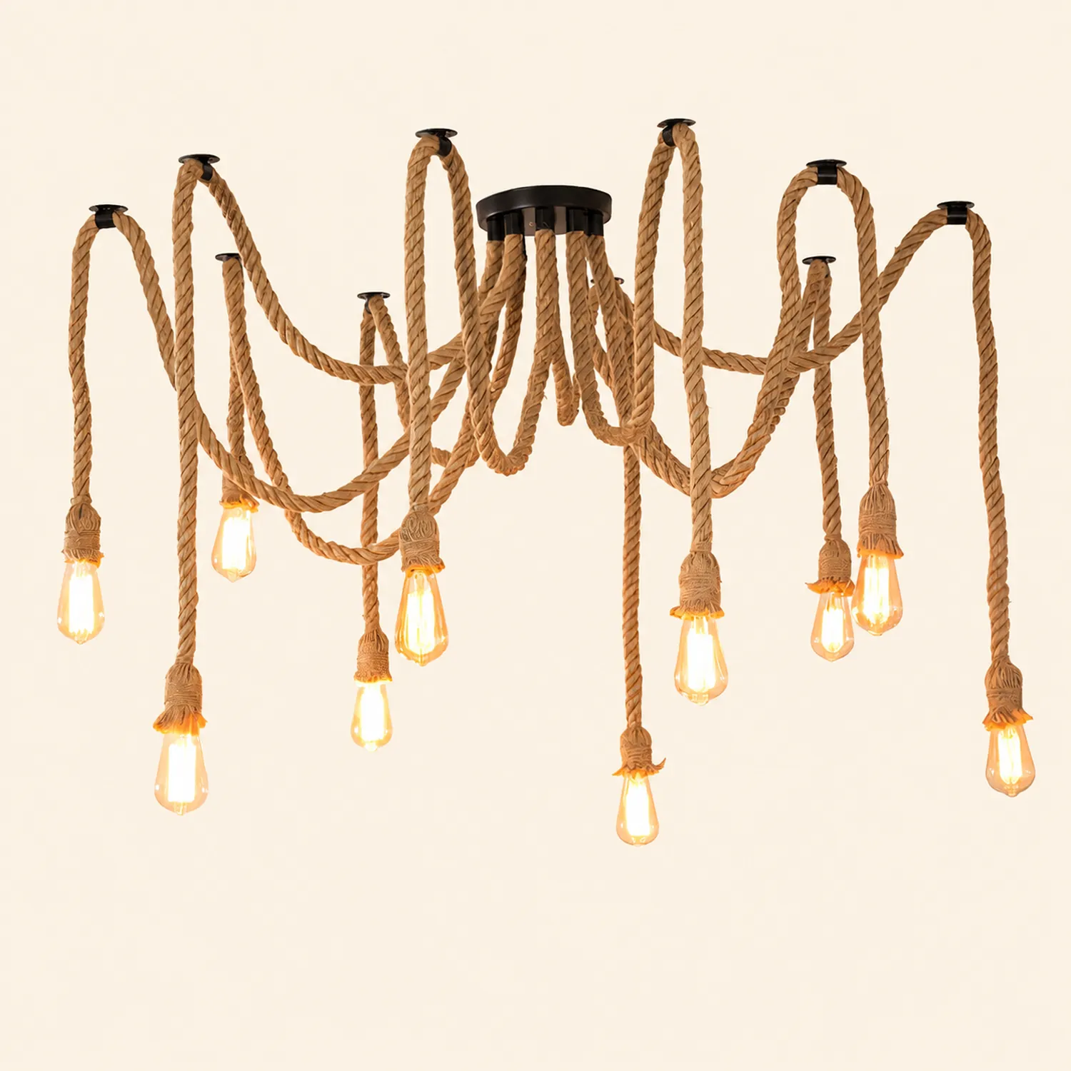 Hemp Rope Scattered Flower Chandelier - Lumpaz