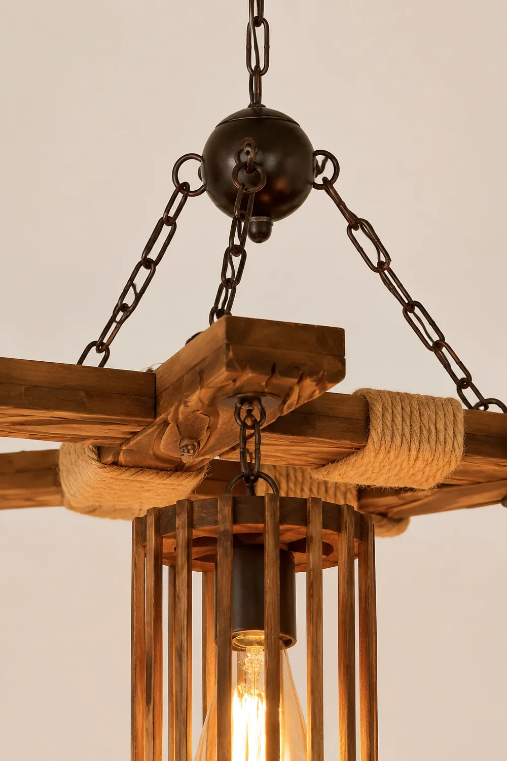 Retro Solid Wood Chandelier - Lumpaz