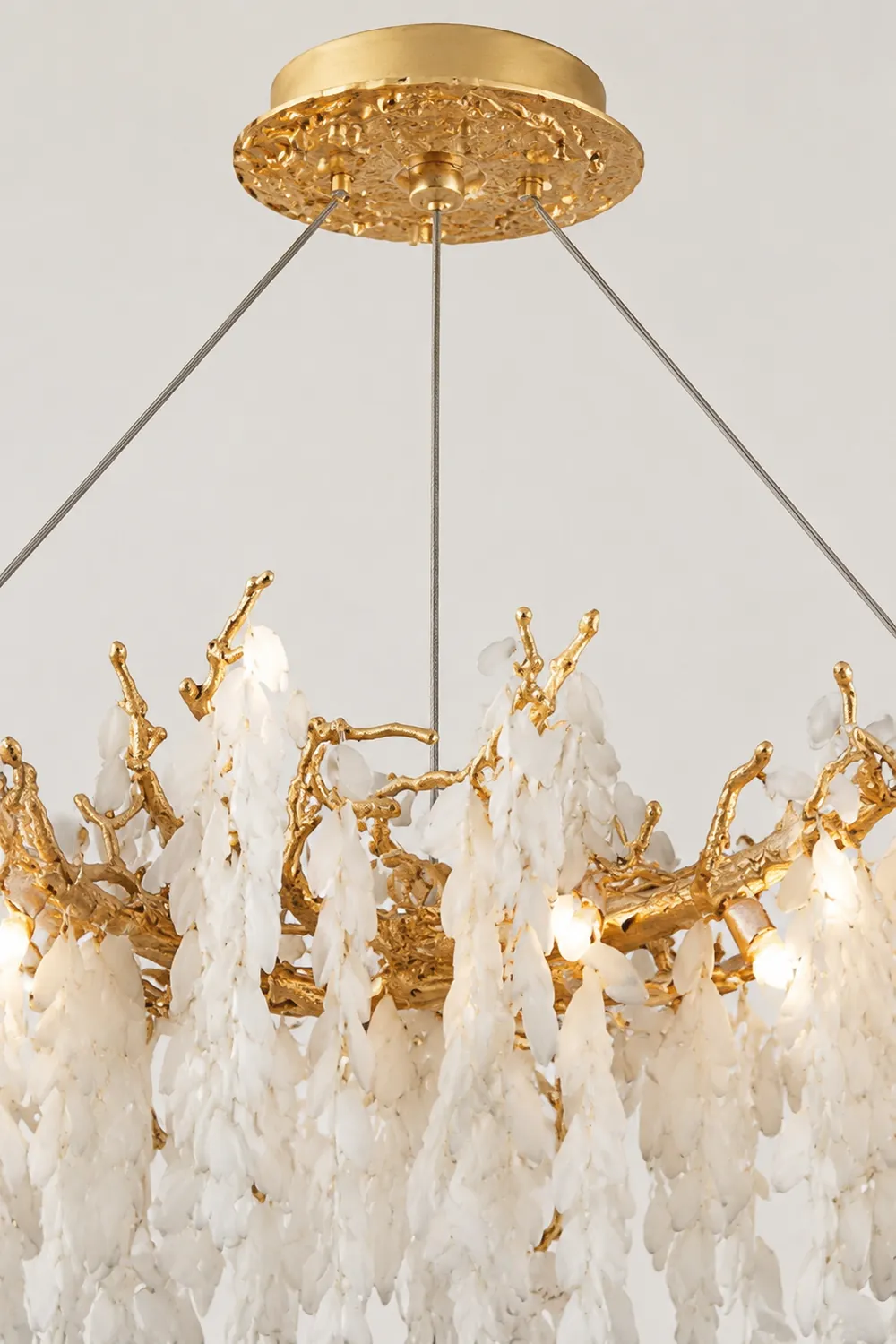 White Jade Branch Brass Chandelier - Lumpaz