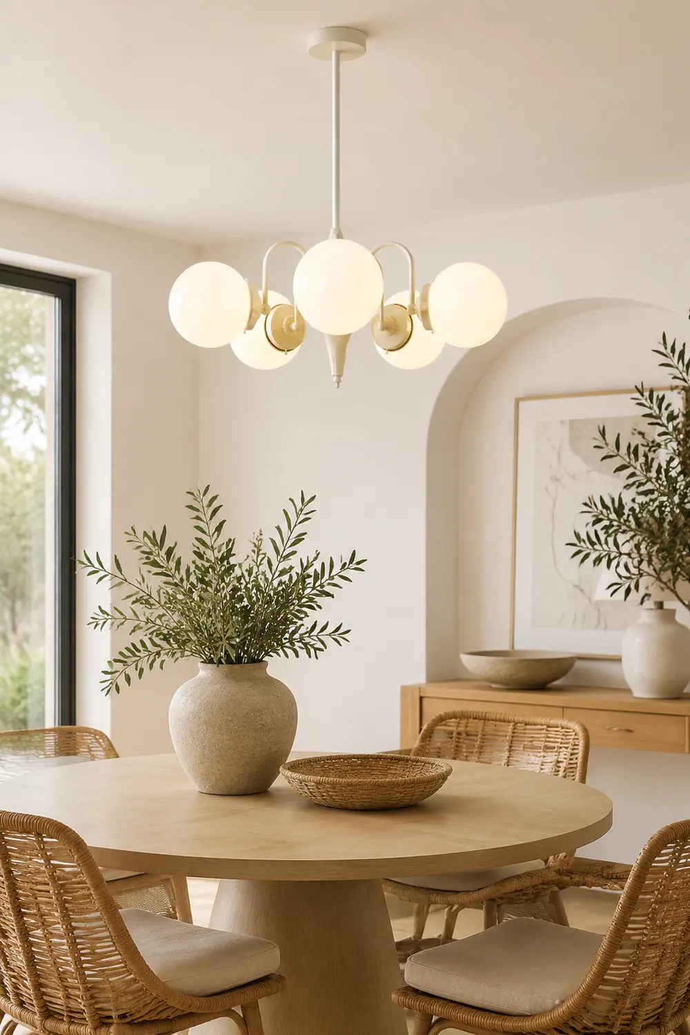 Cream Glass Ball Chandelier - Lumpaz