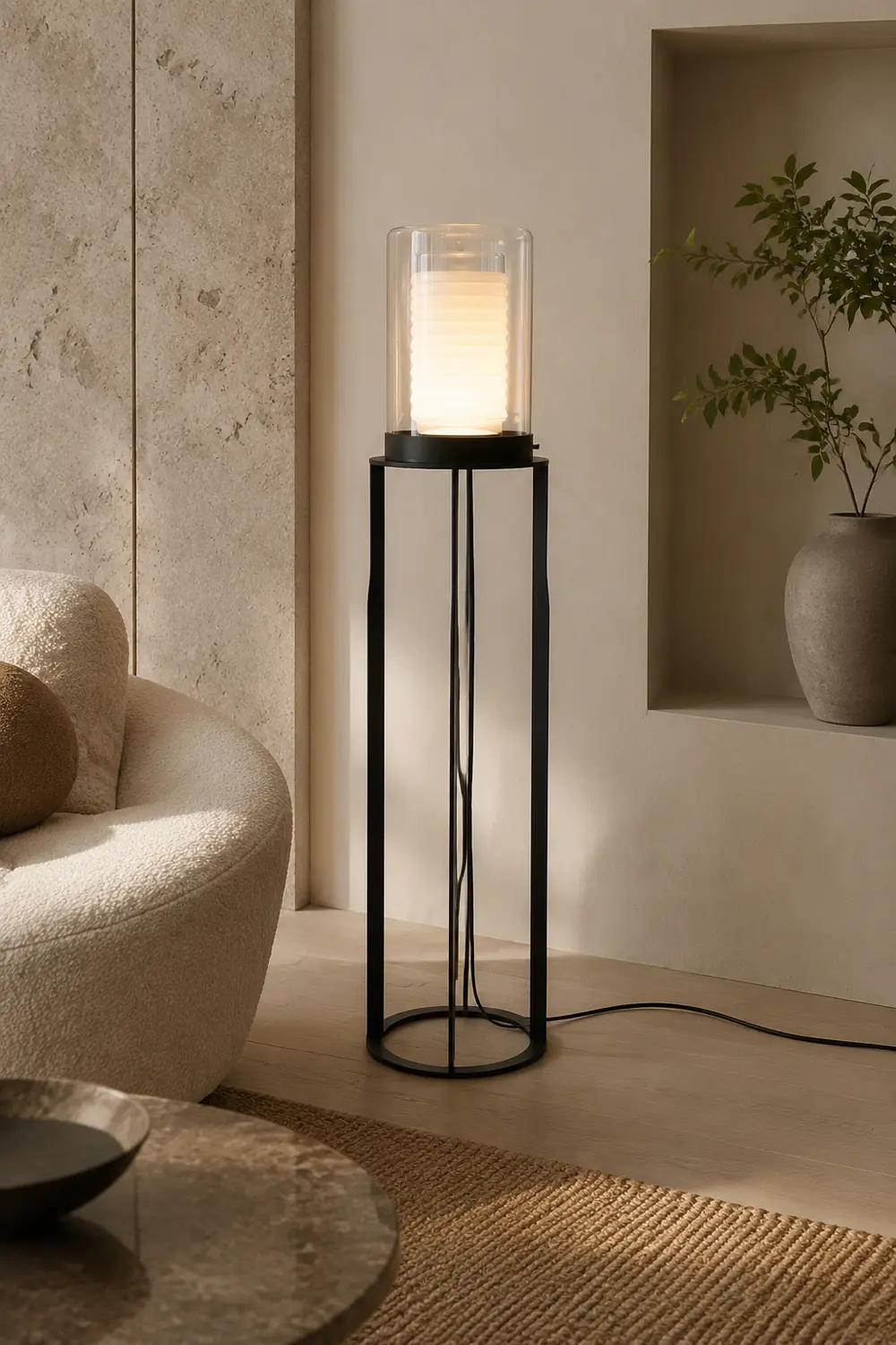 Dual Cylinder Glass Floor Lamp - Lumpaz