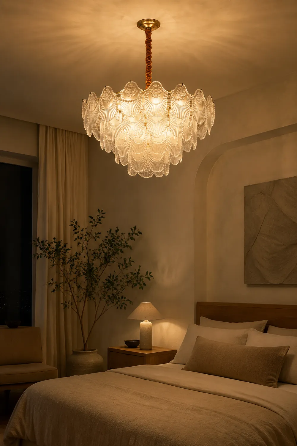 Pearl Glass Shell Chandelier - Lumpaz