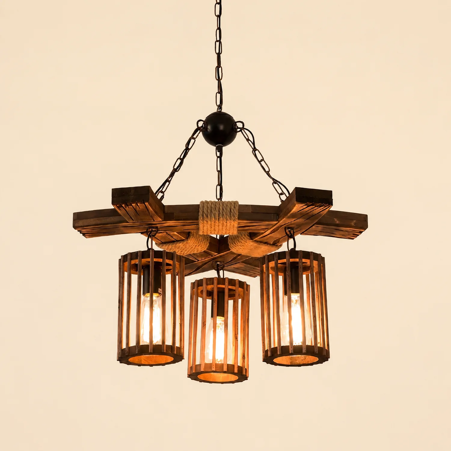 Retro Solid Wood Chandelier - Lumpaz