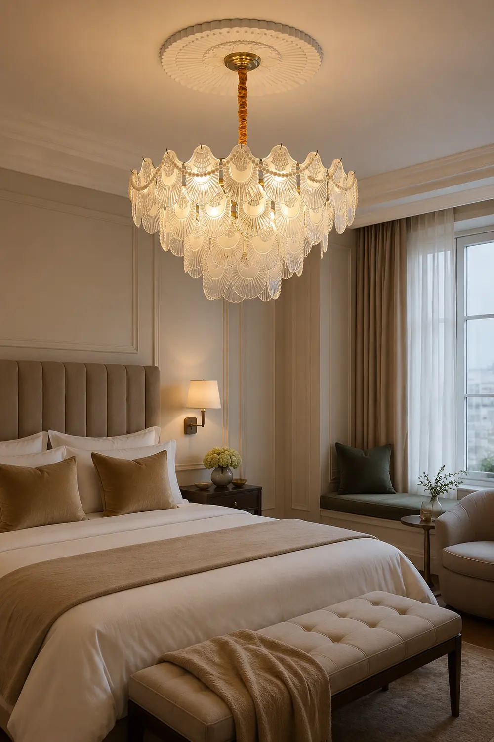 Pearl Glass Shell Chandelier - Lumpaz
