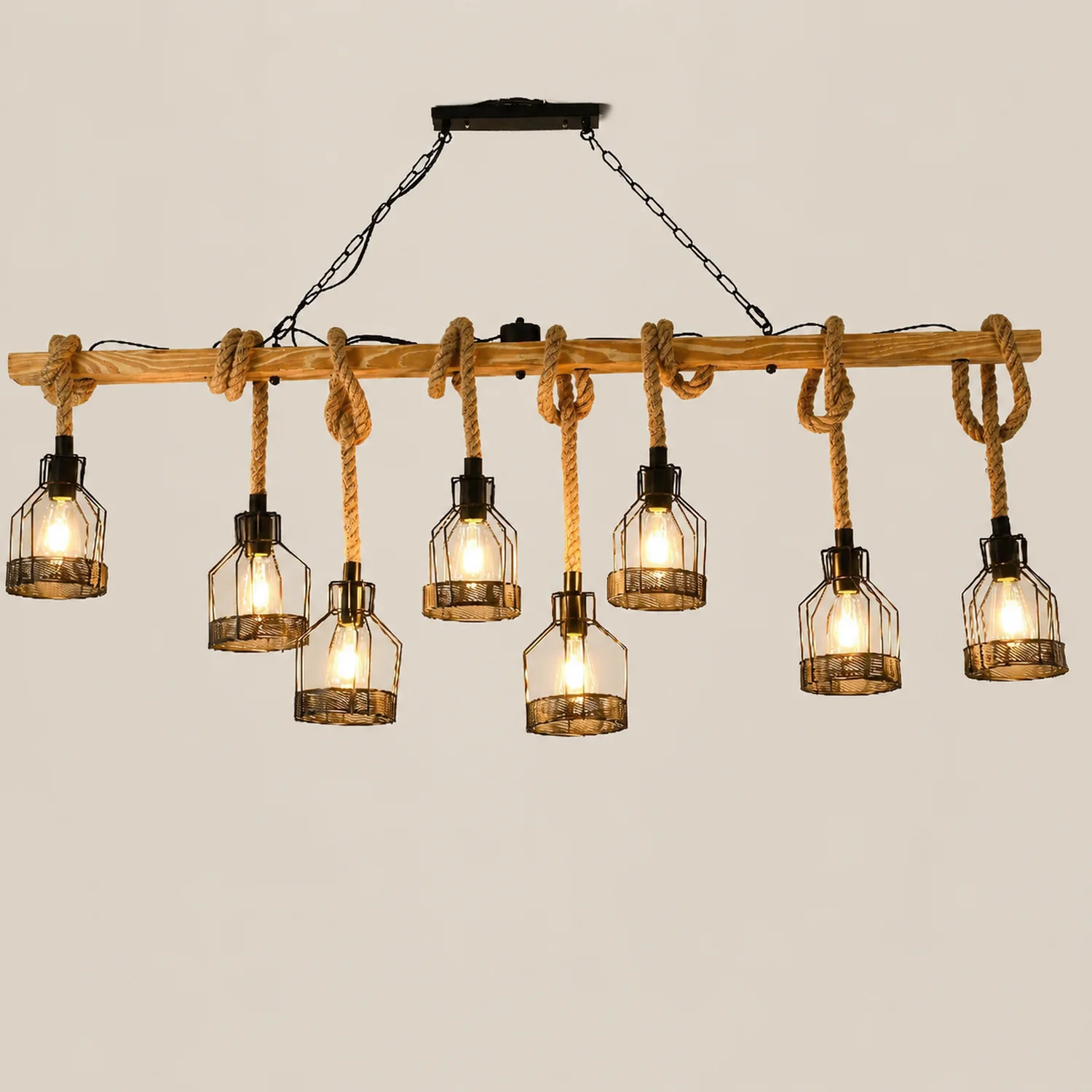 Hemp Rope Industrial Grenade Chandelier - Lumpaz