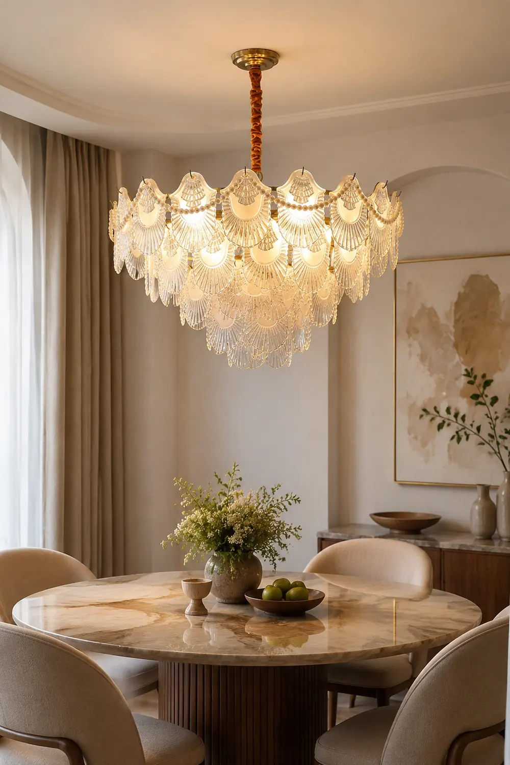 Pearl Glass Shell Chandelier - Lumpaz