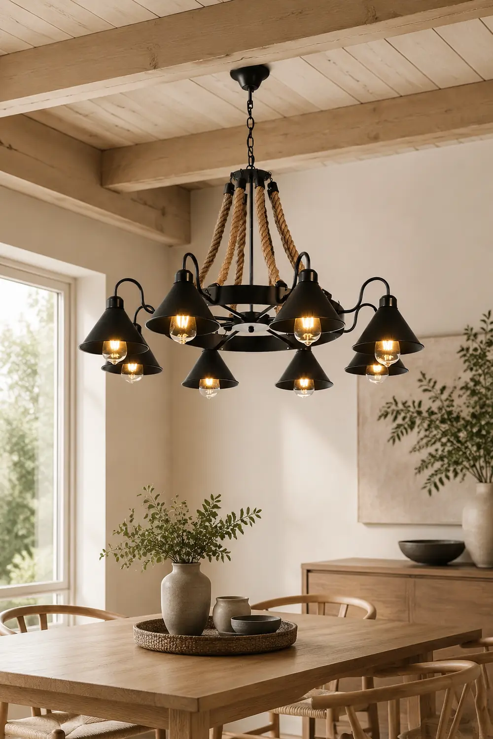 Hemp Rope Industrial Horn Chandelier - Lumpaz