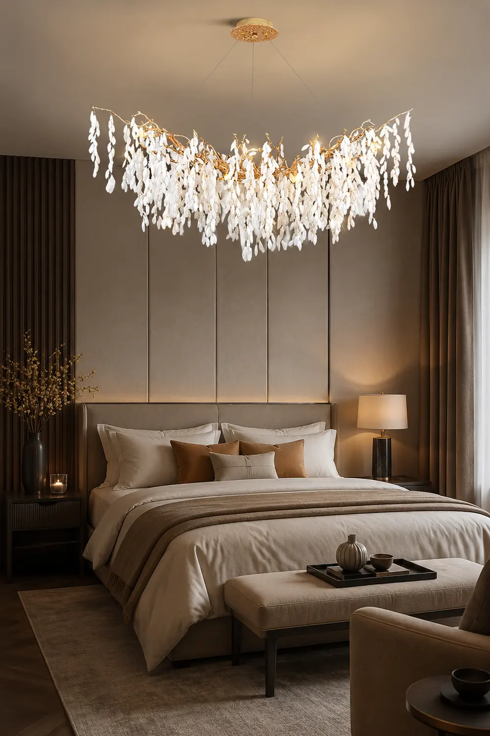 White Jade Branch Brass Chandelier - Lumpaz