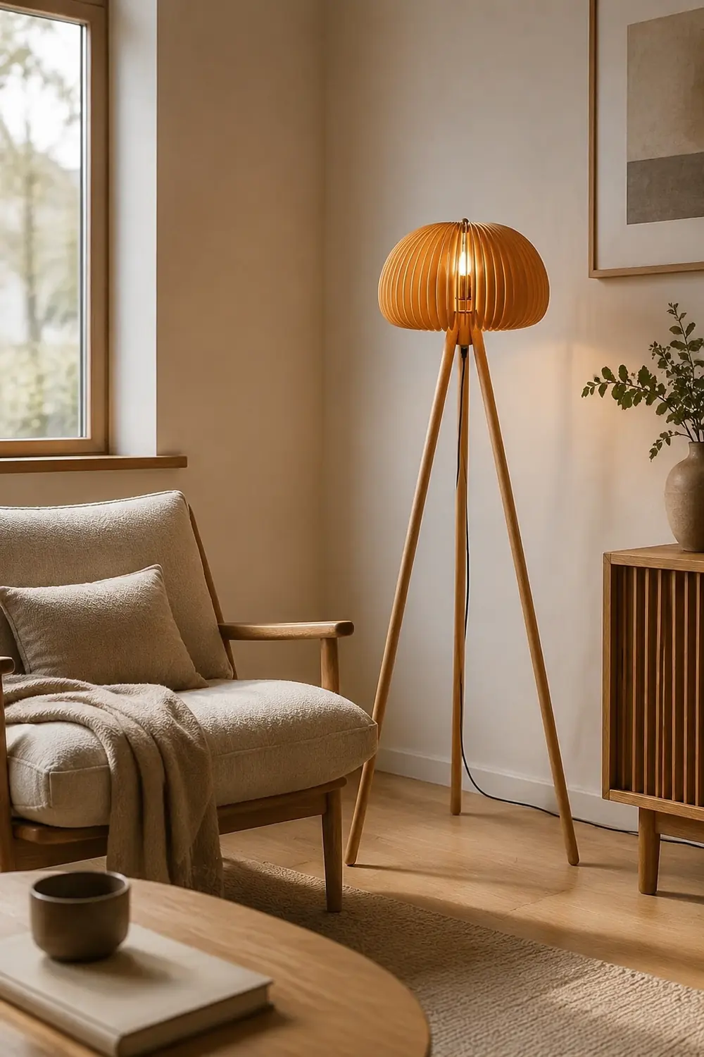 Wooden Pumpkin Floor Lamp - Lumpaz