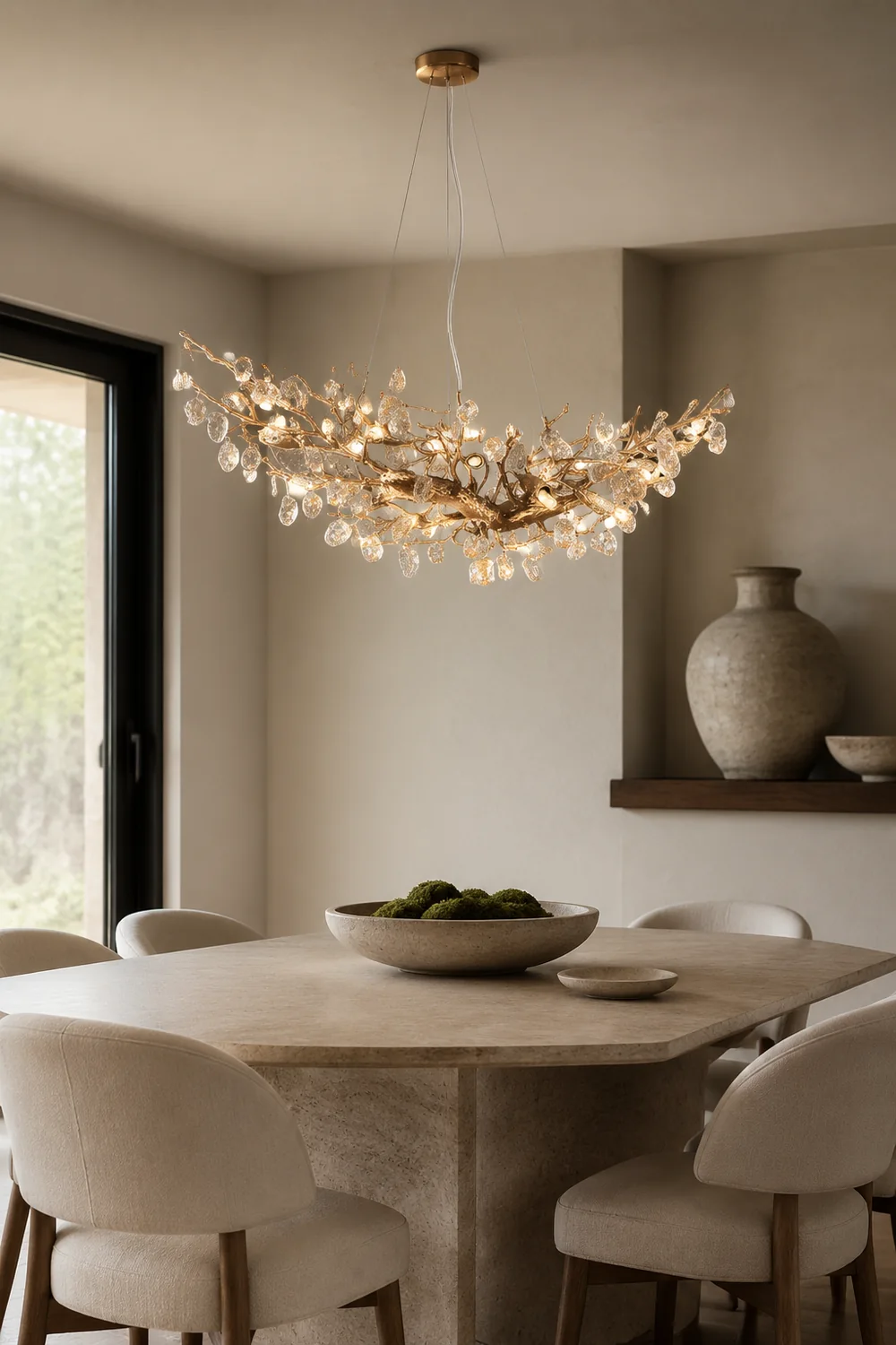 Stone Crystal Brass Chandelier - Lumpaz