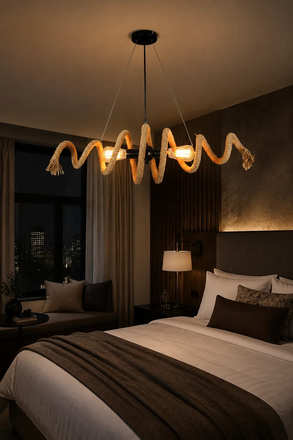 Hemp Rope Industrial Spiral Chandelier - Lumpaz