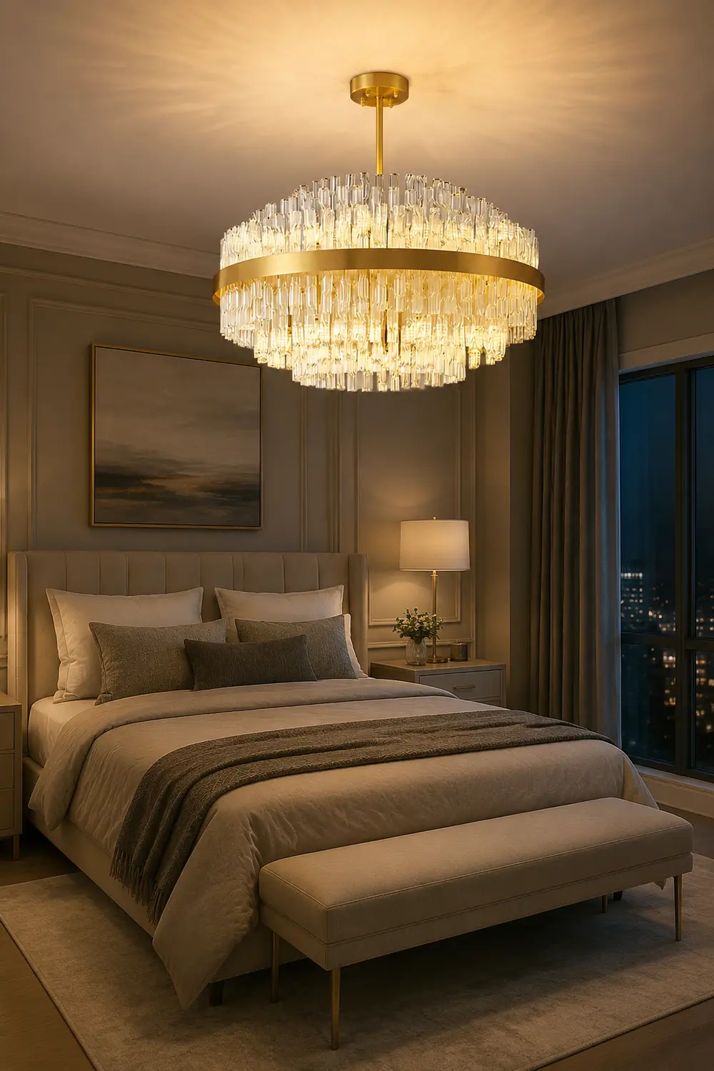 Gold & Clear Rod Chandelier - Lumpaz