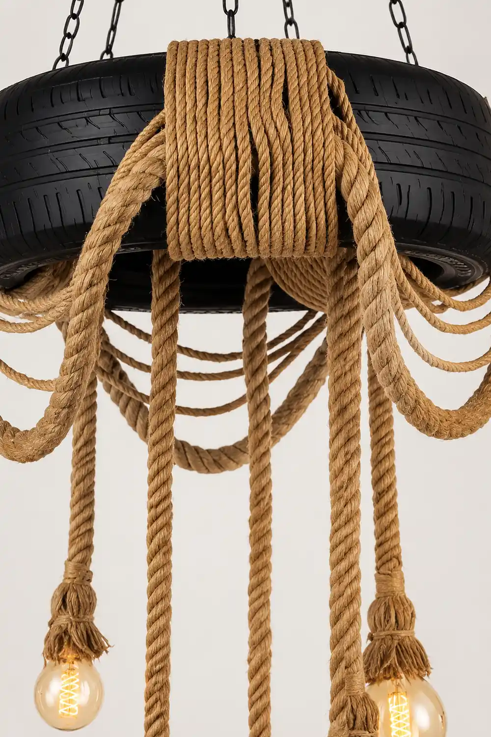 Hemp Rope Industrial Tire Chandelier - Lumpaz