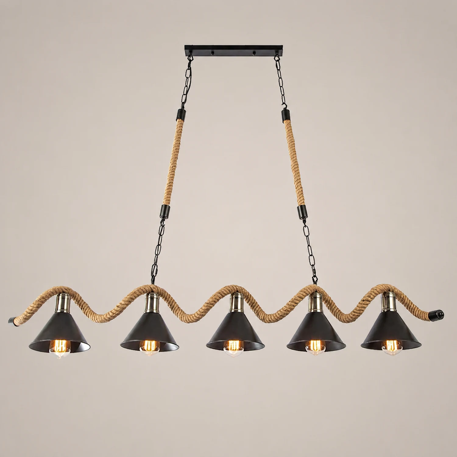 Hemp Rope Industrial Wave Chandelier - Lumpaz