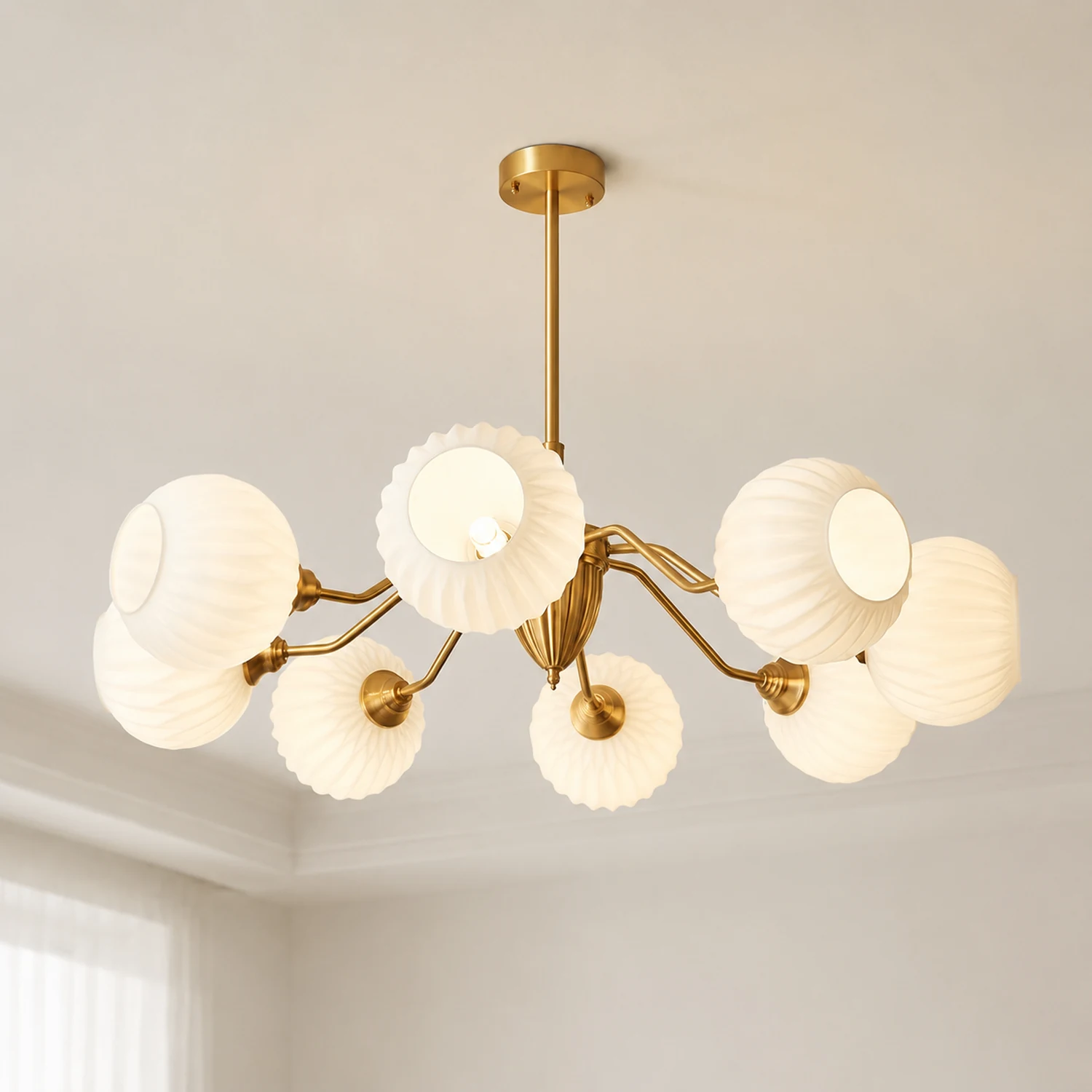 Ribbed Glass Ball Chandelier - Lumpaz