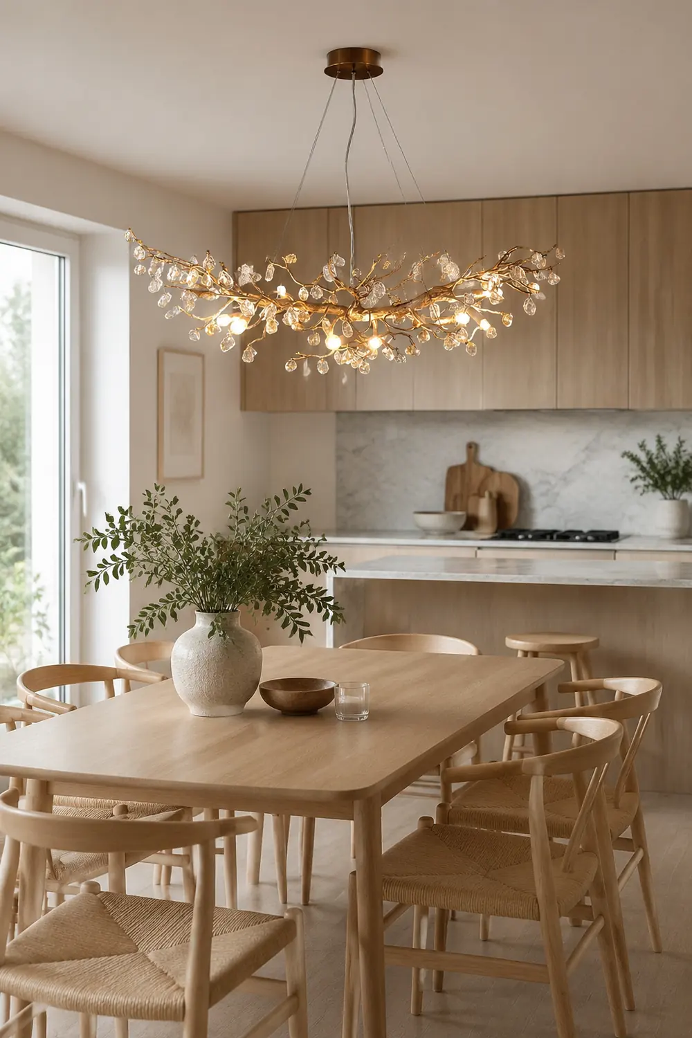 Stone Crystal Brass Chandelier - Lumpaz