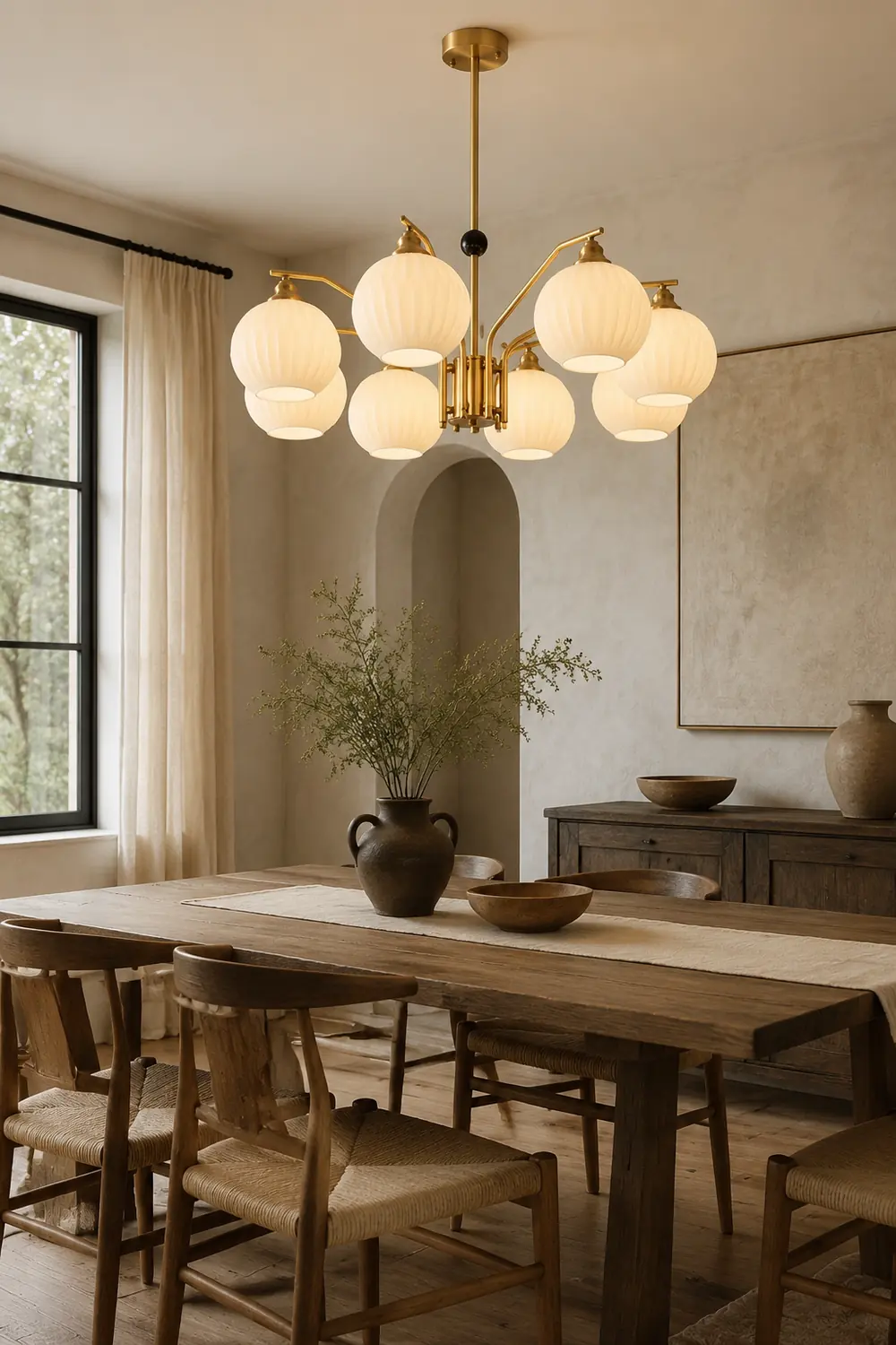 Ribbed Glass Gold Chandelier - Lumpaz