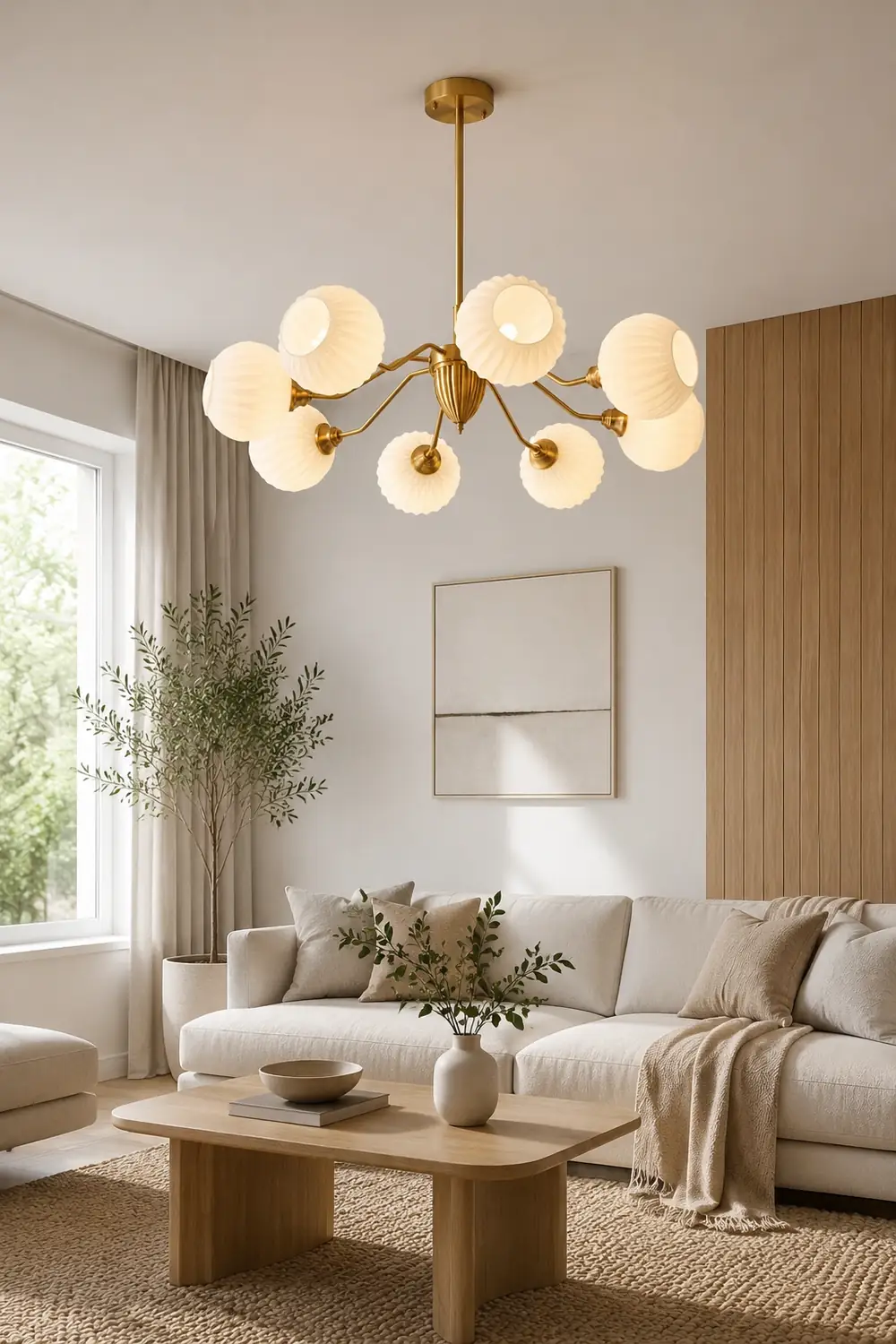 Ribbed Glass Ball Chandelier - Lumpaz