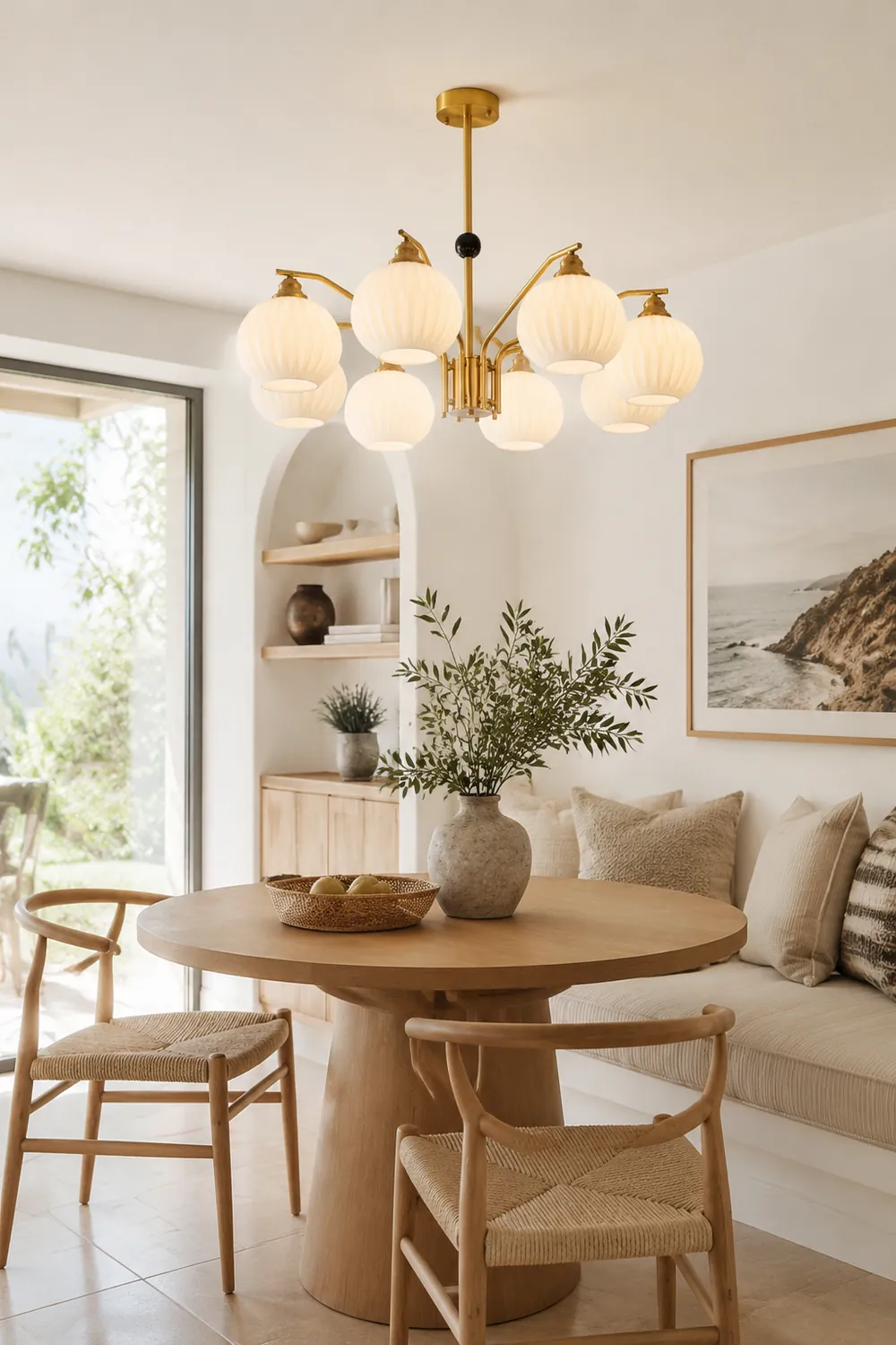 Ribbed Glass Gold Chandelier - Lumpaz