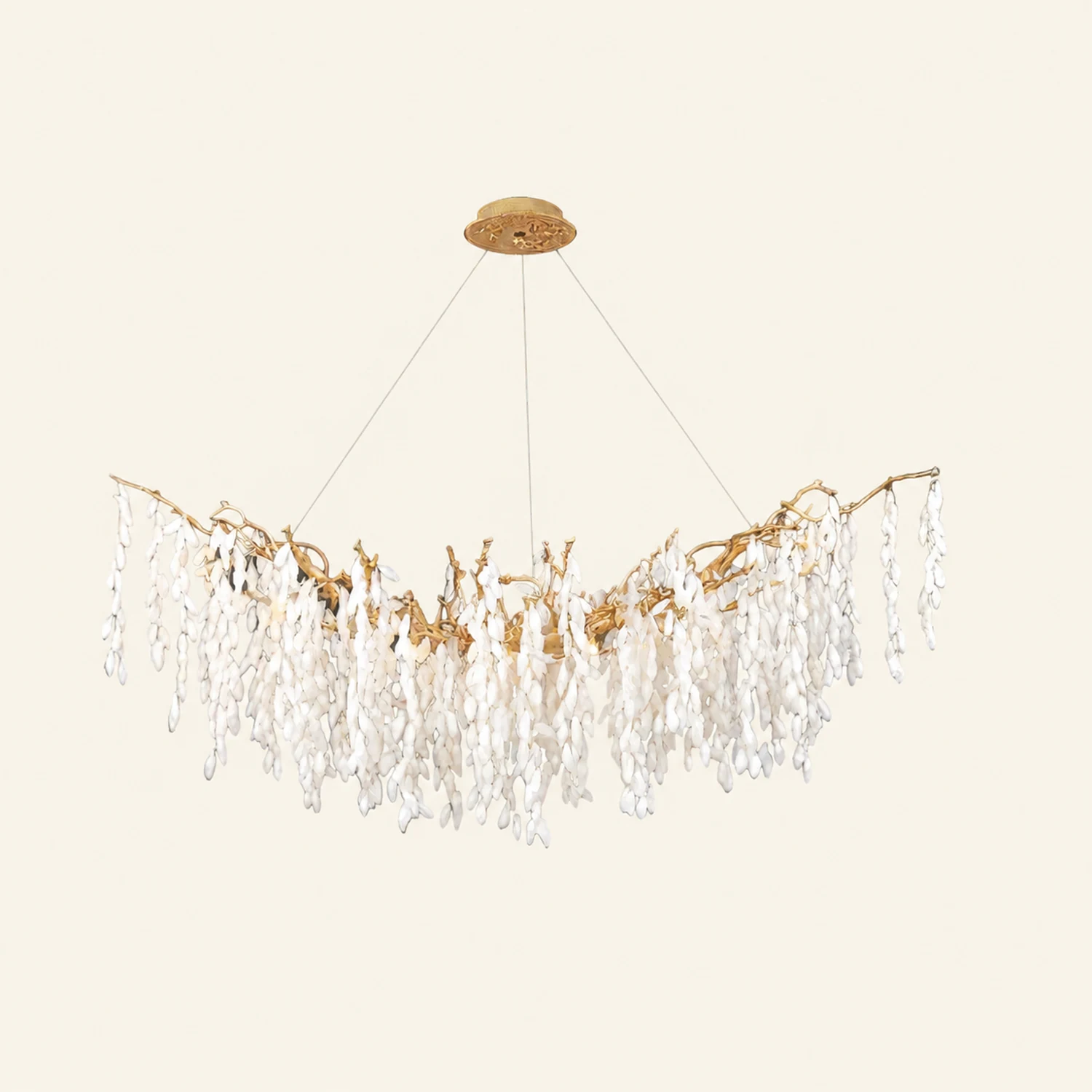 White Jade Branch Brass Chandelier - Lumpaz