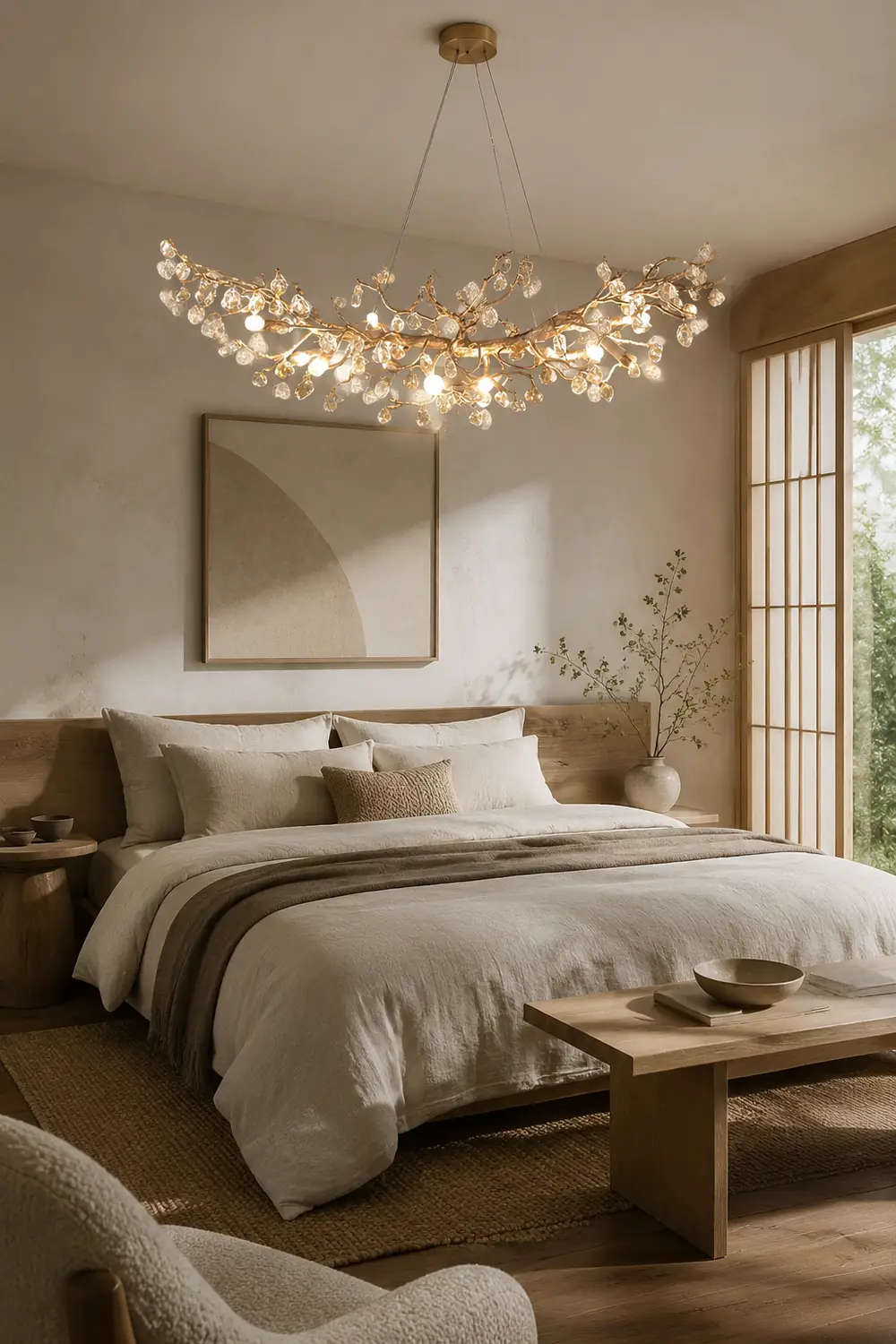 Stone Crystal Brass Chandelier - Lumpaz