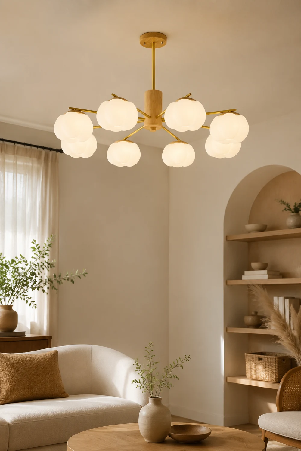 Wooden Cotton Balls Chandelier - Lumpaz