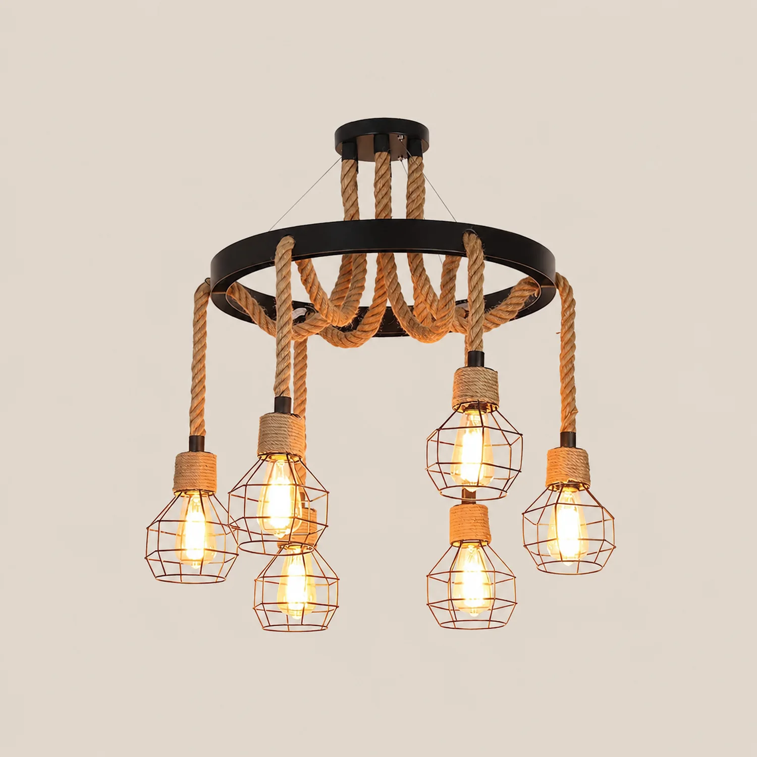 Hemp Rope Industrial Starfall Chandelier - Lumpaz