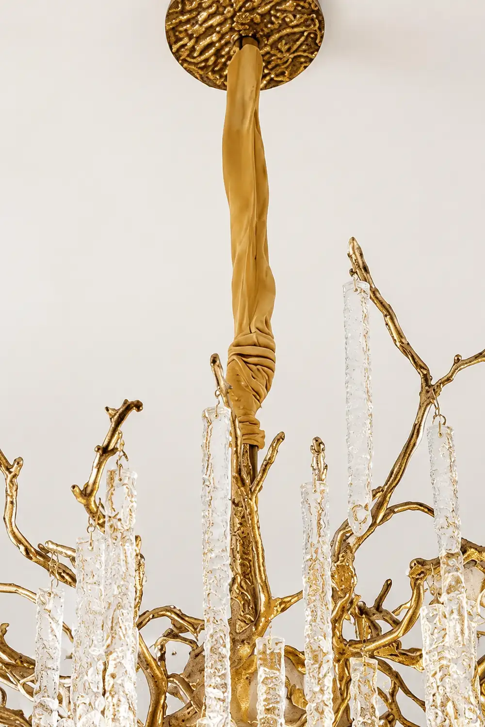 Crystal Icicles Branch Brass Chandelier - Lumpaz