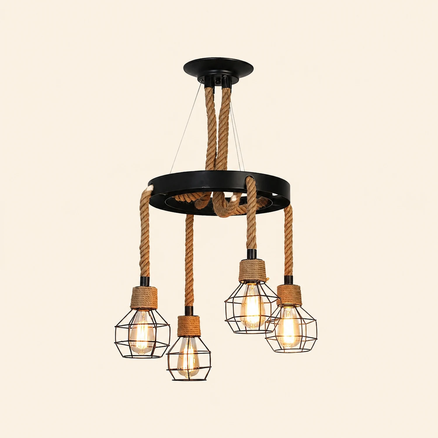 Hemp Rope Industrial Starfall Chandelier - Lumpaz
