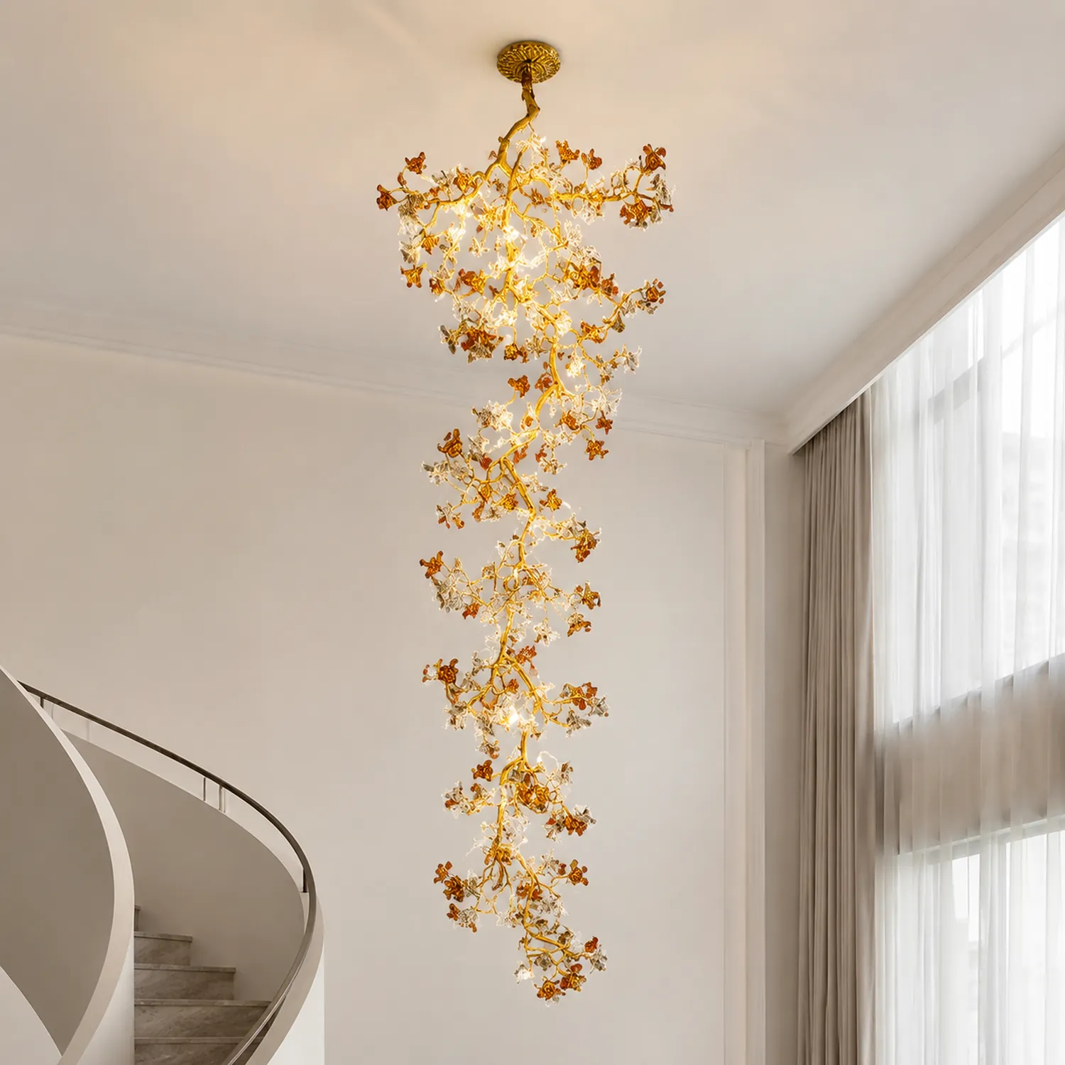 Brass Maple Branch Chandelier - Lumpaz