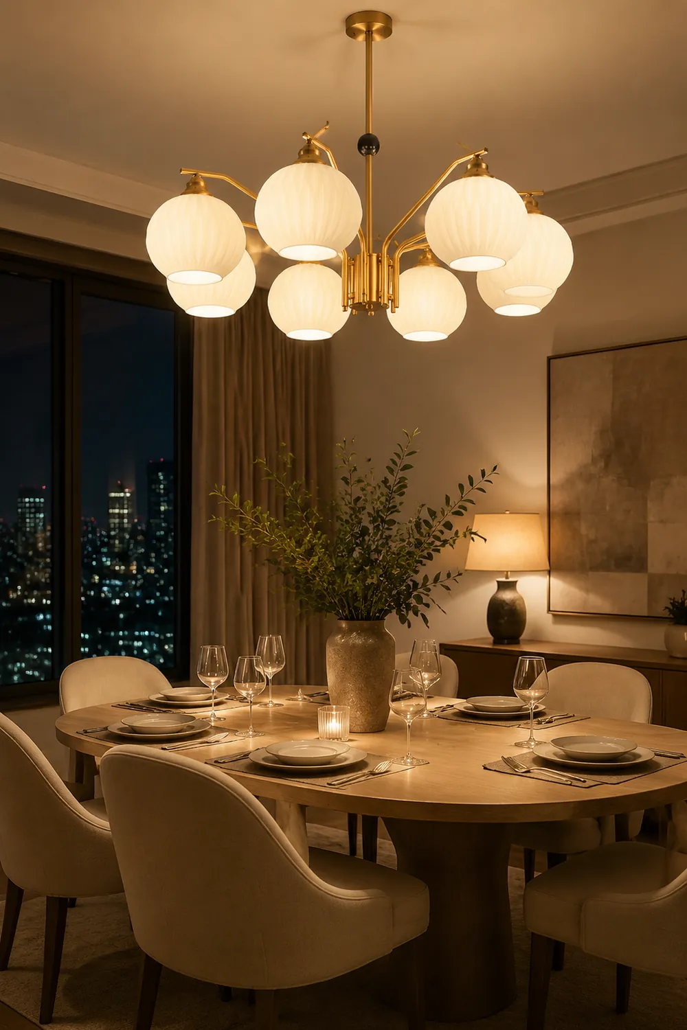Ribbed Glass Gold Chandelier - Lumpaz