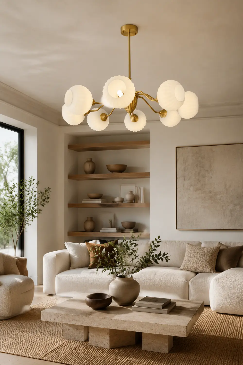 Ribbed Glass Ball Chandelier - Lumpaz
