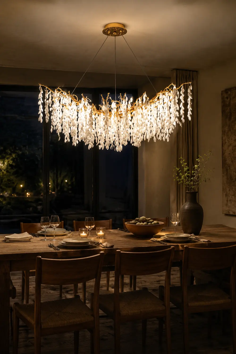 White Jade Branch Brass Chandelier - Lumpaz