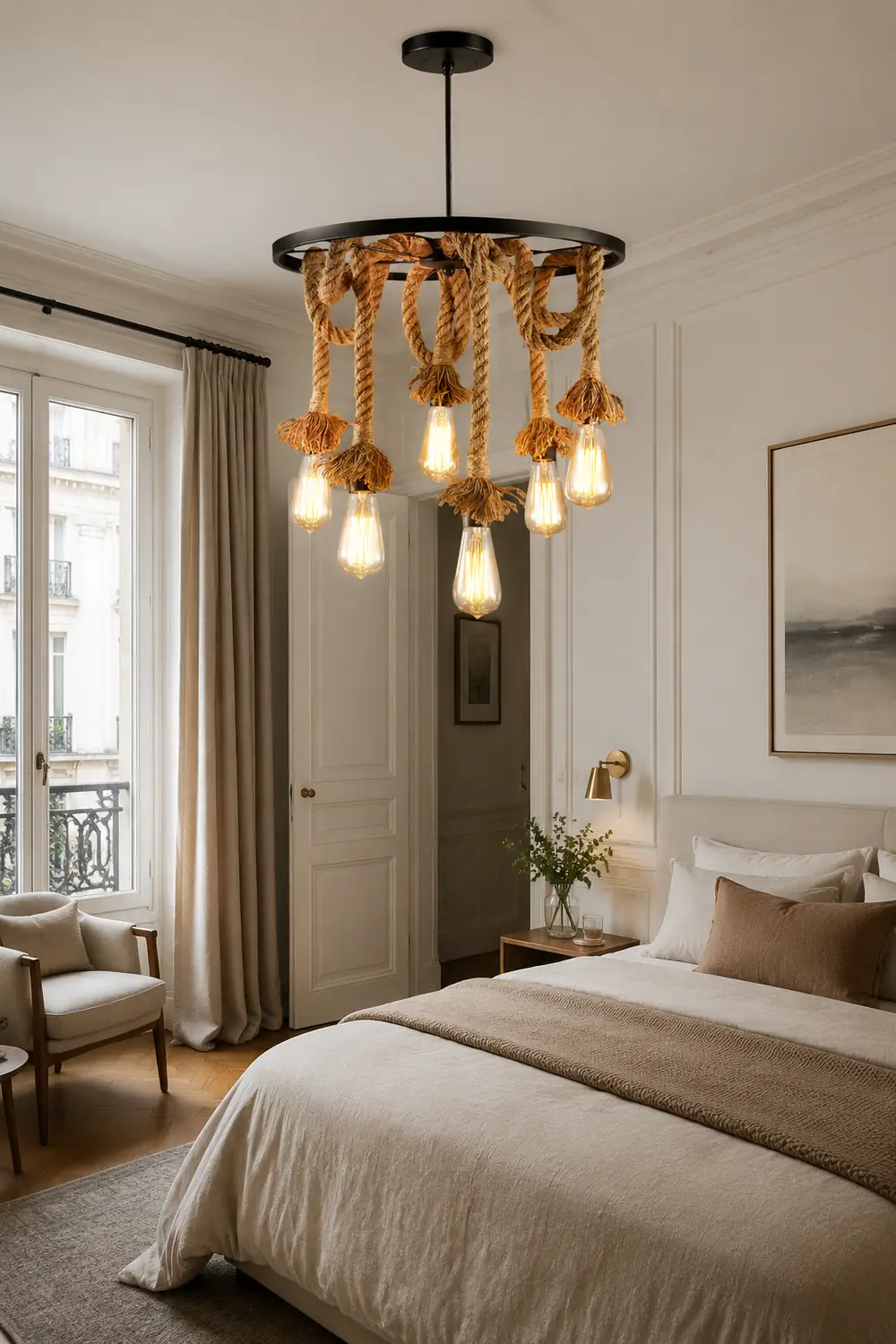 Hemp Rope Industrial Six Head Chandelier - Lumpaz