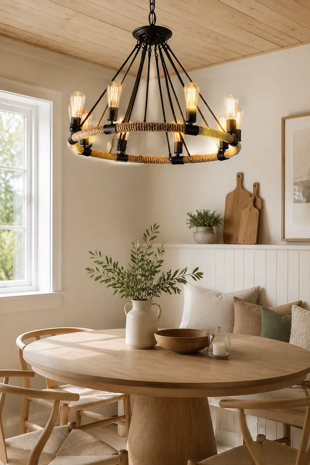 Hemp Rope Industrial Large Circle Chandelier - Lumpaz