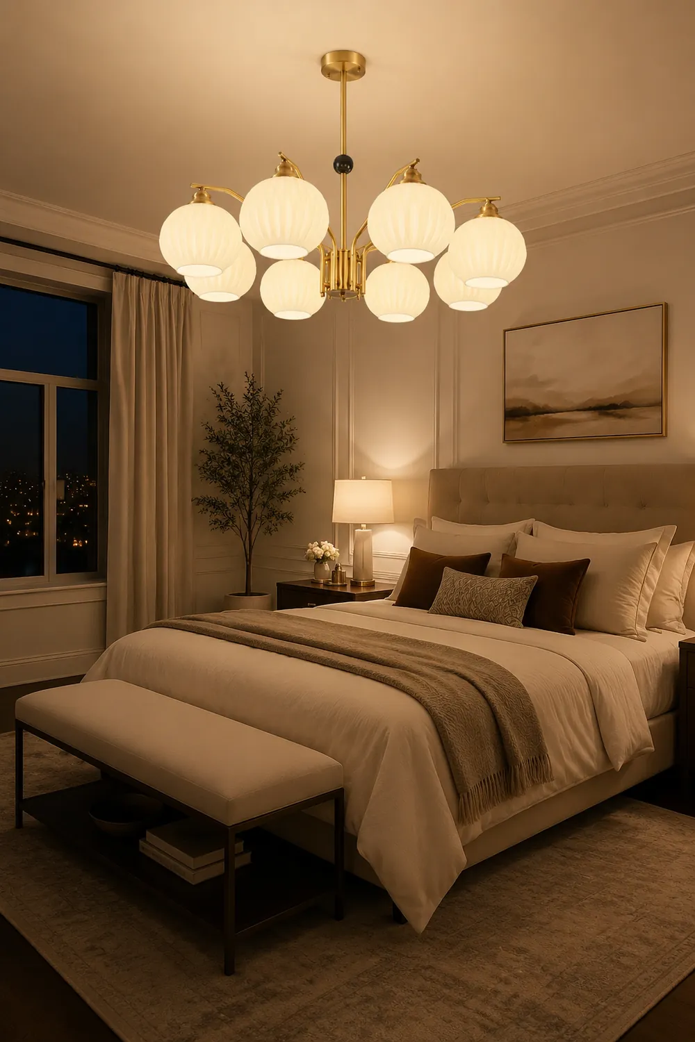 Ribbed Glass Gold Chandelier - Lumpaz