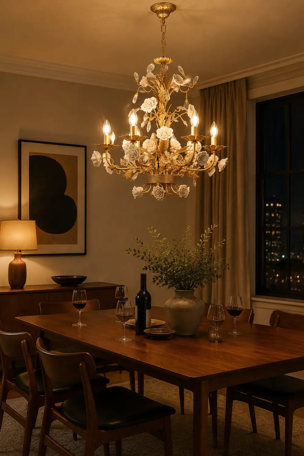 White Rose Crystal Chandelier - Lumpaz