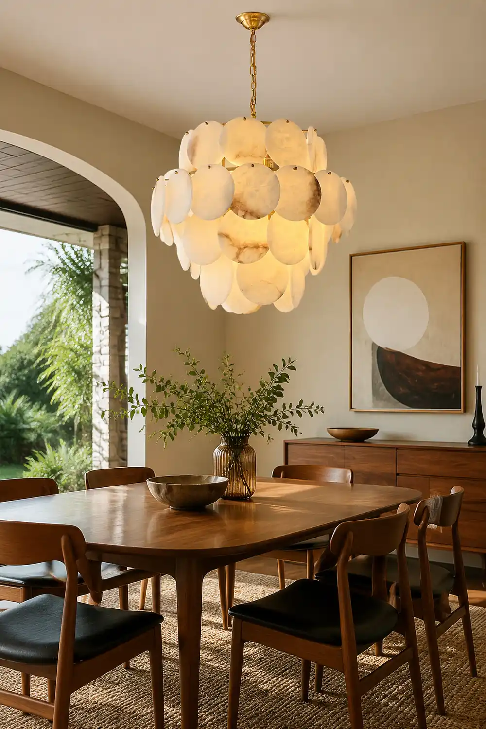 Alabaster Shell Brass Chandelier - Lumpaz