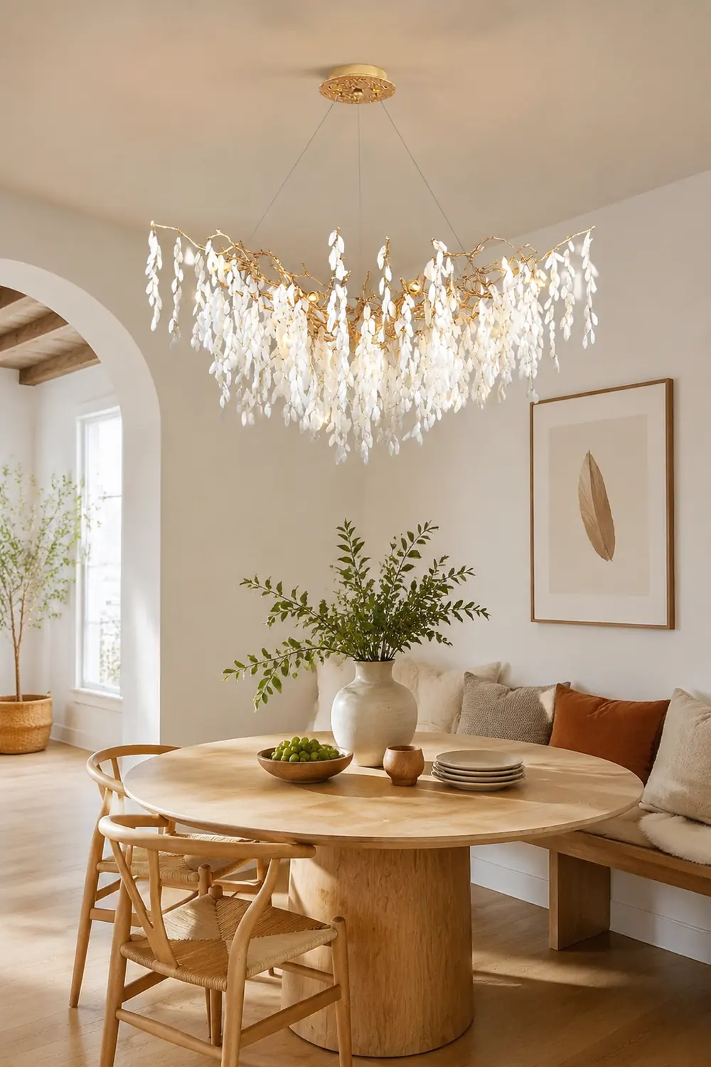 White Jade Branch Brass Chandelier - Lumpaz