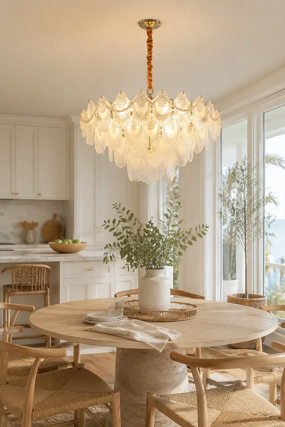 Pearl Glass Shell Chandelier - Lumpaz