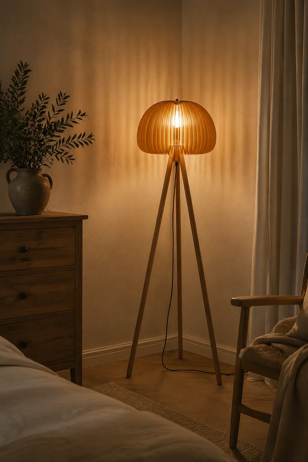 Wooden Pumpkin Floor Lamp - Lumpaz