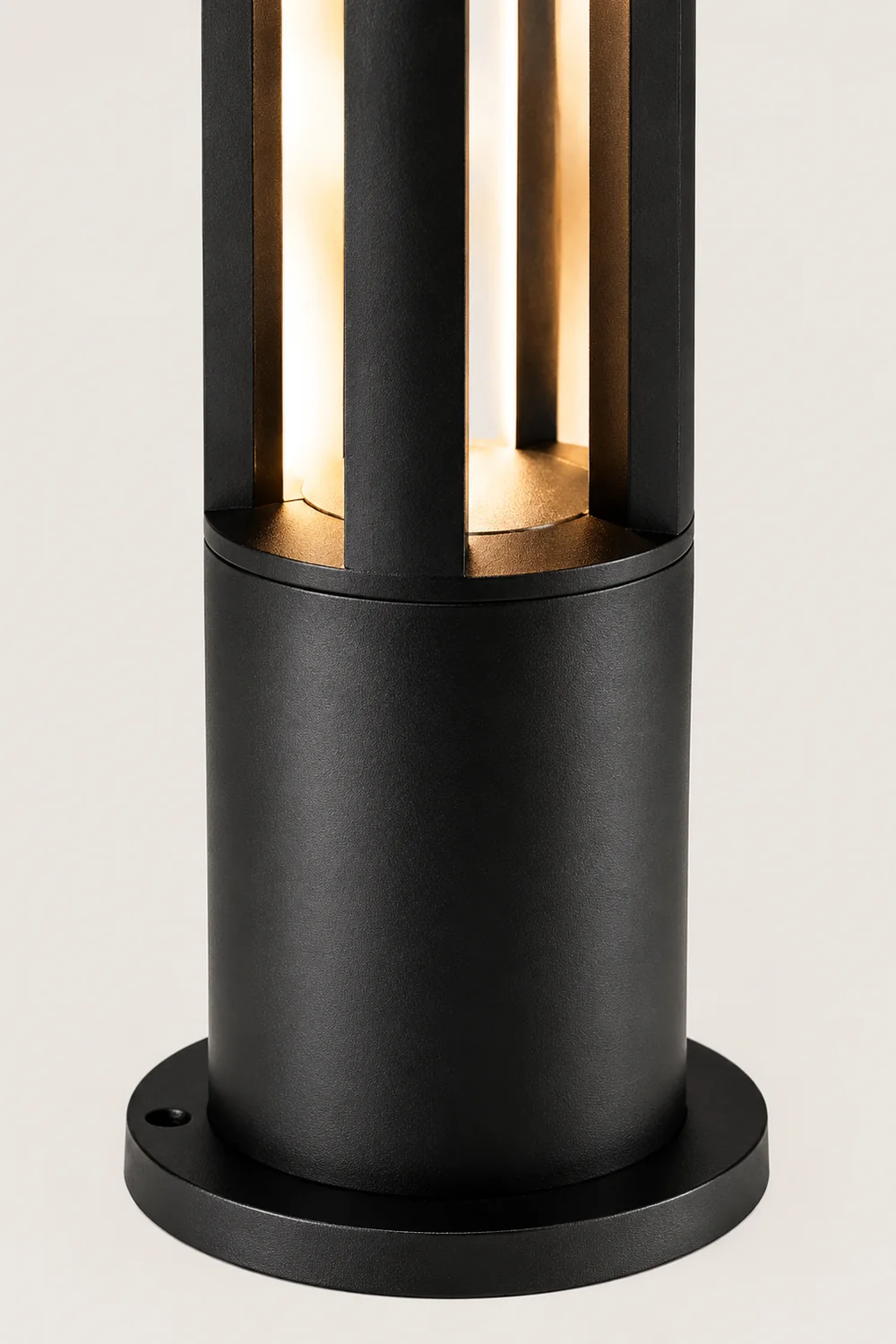Black Cylindrical Garden Outdoor Light with Solar Panel - Lumpaz