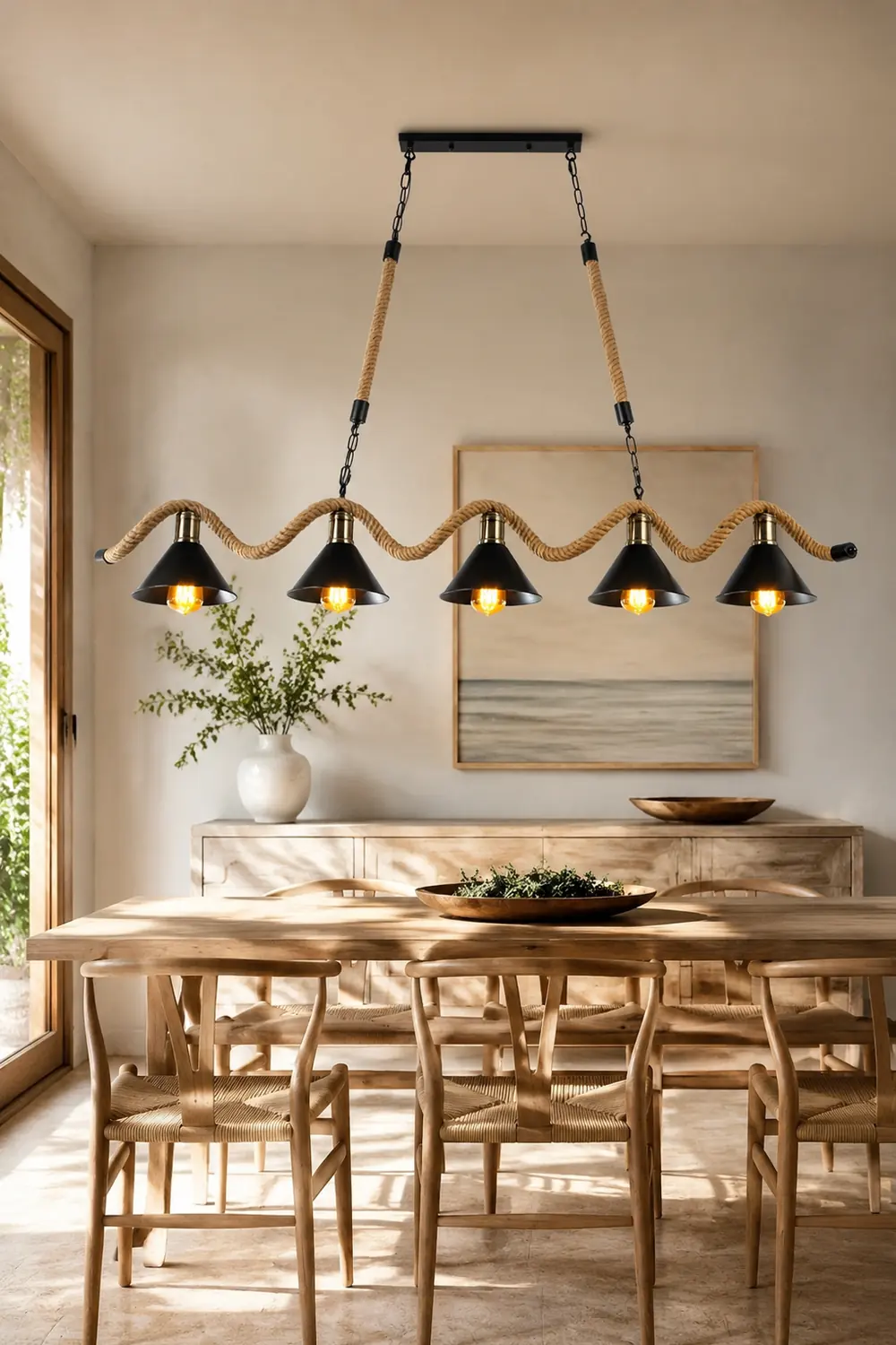 Hemp Rope Industrial Wave Chandelier - Lumpaz