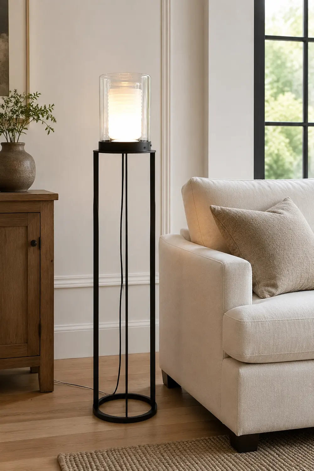 Dual Cylinder Glass Floor Lamp - Lumpaz